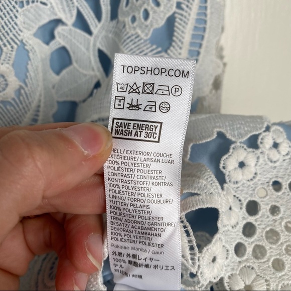 TOPSHOP Lace Mini Dress White Baby Blue size 4 - Picture 11 of 13